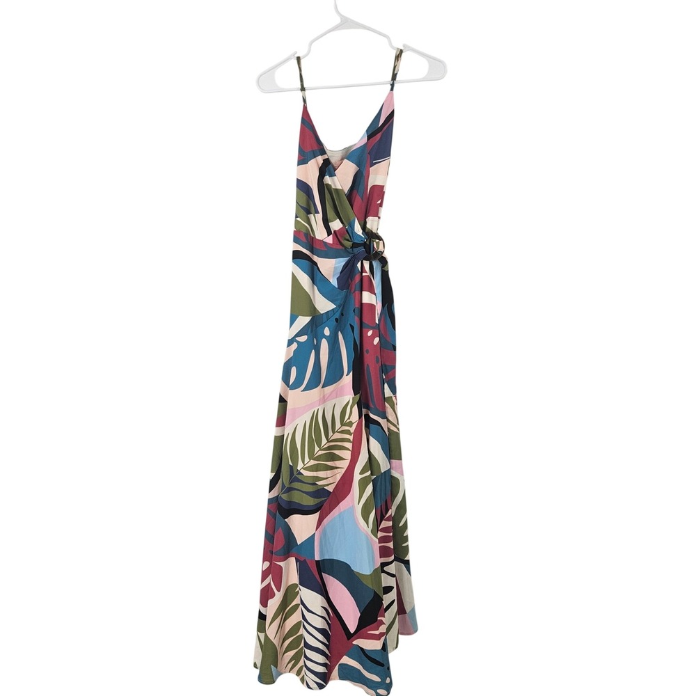 Hutch Anthropologie Sohla Wrap Maxi Dress Multi Tropical Wedding Guest Maxi Sz M - Picture 2 of 16